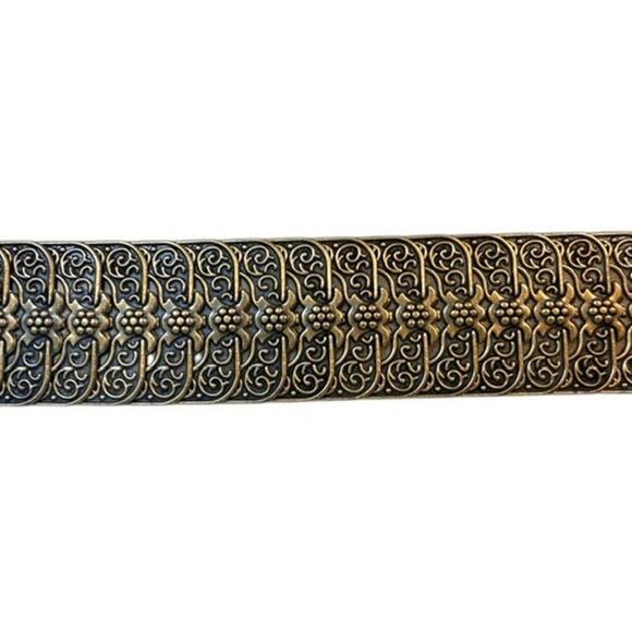 Ornate Gold-Tone Lizard Buckle Filigree Stretch Belt Rhinestone Y2K main image 7